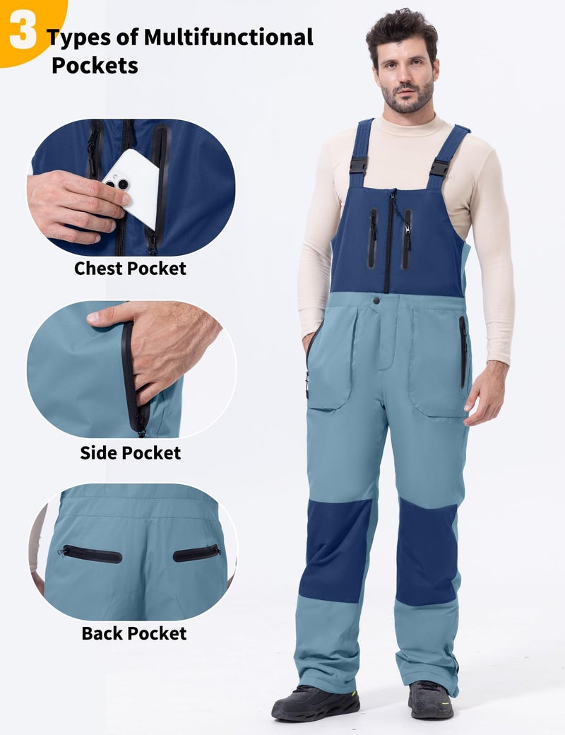 GEMYSE Men's Insulated Waterproof Ski Bib Overalls Winter Snowboarding Pants(Haze Blue and Orchid,X-Large) - Image 5