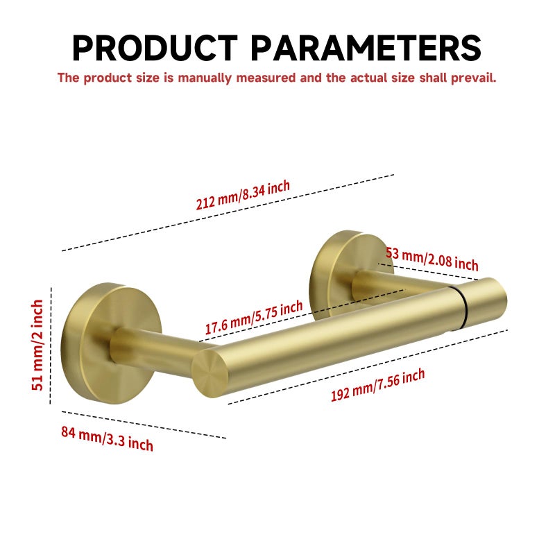 BWE Brushed Gold Toilet Paper Holder Wall Mounted Double Post Pivoting Toilet Tissue Holders SUS 304 Stainless Steel Toilet Roll Holder for Bathroom Kitchen and RV Washroom - Image 2