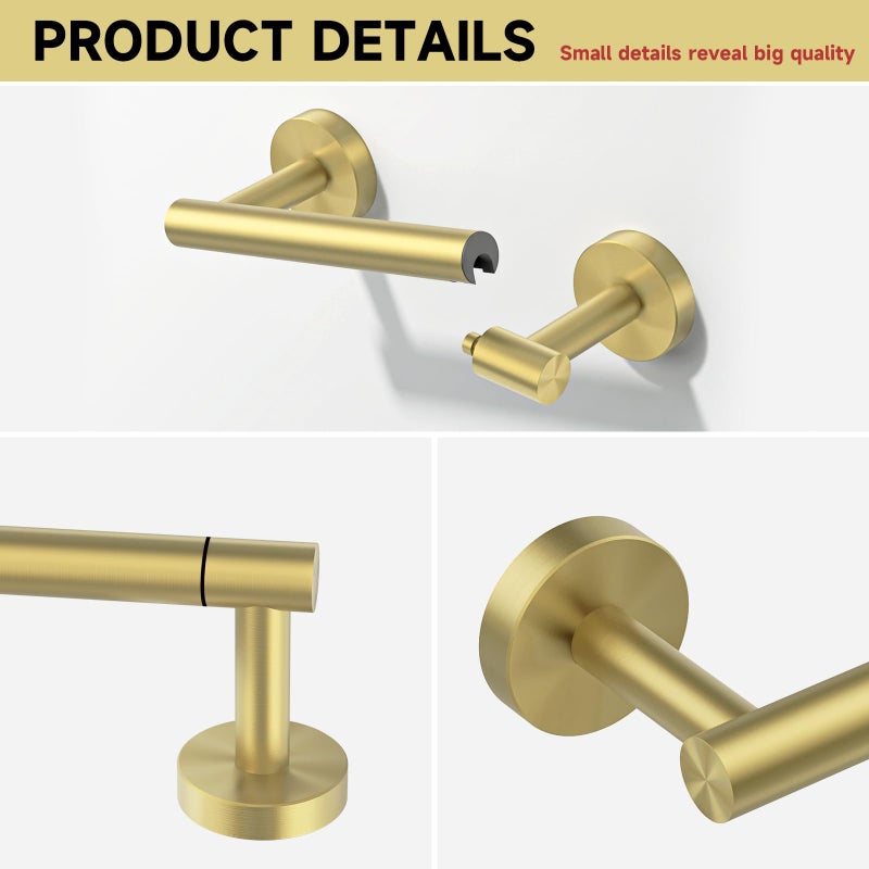 BWE Brushed Gold Toilet Paper Holder Wall Mounted Double Post Pivoting Toilet Tissue Holders SUS 304 Stainless Steel Toilet Roll Holder for Bathroom Kitchen and RV Washroom - Image 5