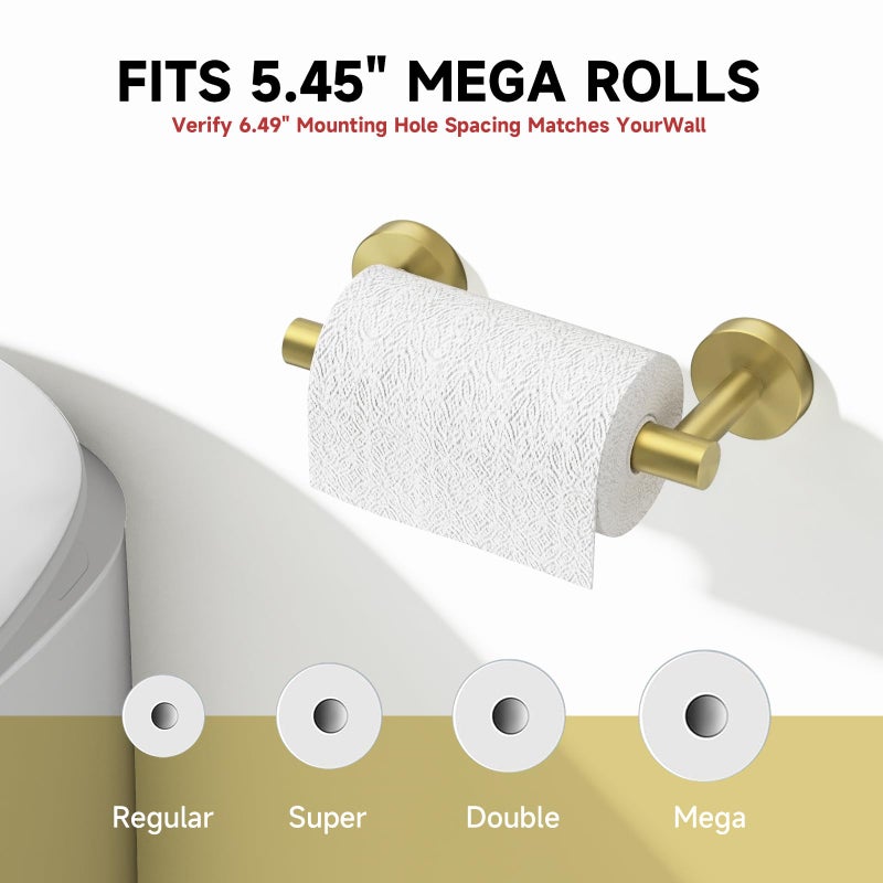 BWE Brushed Gold Toilet Paper Holder Wall Mounted Double Post Pivoting Toilet Tissue Holders SUS 304 Stainless Steel Toilet Roll Holder for Bathroom Kitchen and RV Washroom - Image 3