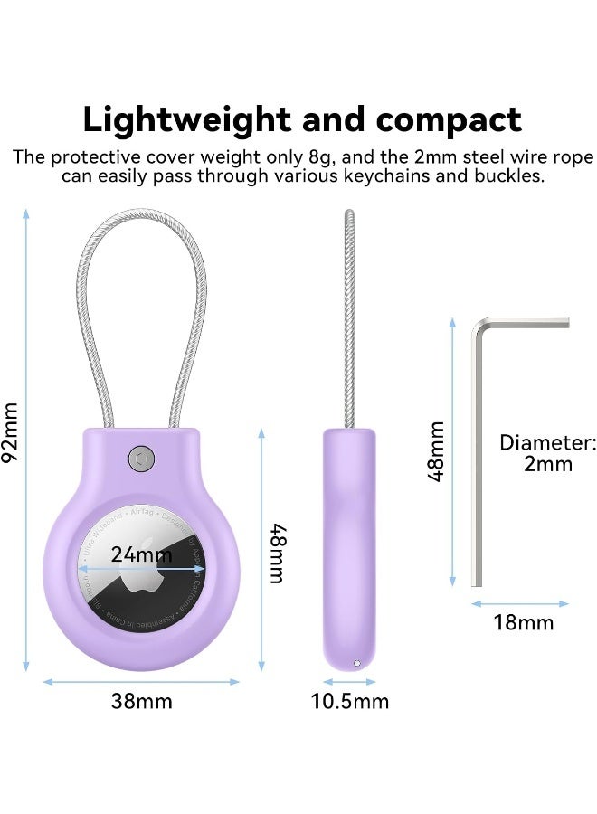 2 Pieces Apple AirTag Holder, Anti-Lost AirTag Lock Case, 360° Protective Case, AirTag Keychain Holder(Purple and Green) - Image 3