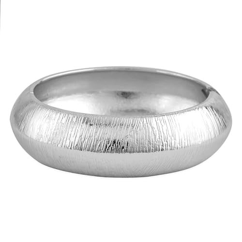 Rubans Silver-Plated Textured Bangle – Bold & Contemporary Statement Jewelry - Image 1