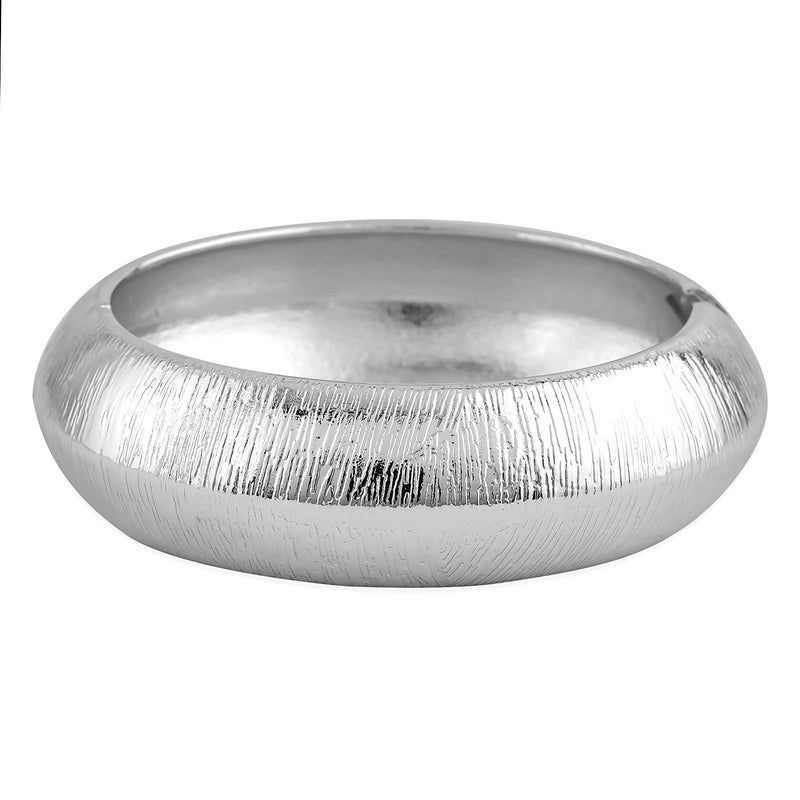 Rubans Silver-Plated Textured Bangle – Bold & Contemporary Statement Jewelry - Image 4