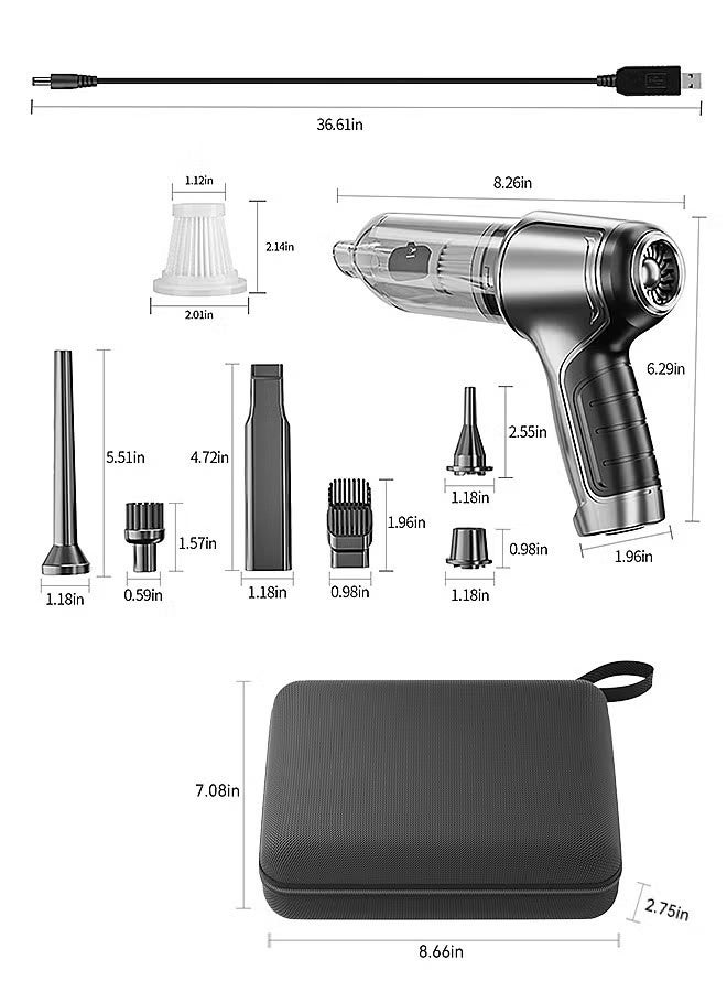 مكنسة كهربائية لاسلكية بقوة 19000 باسكال مع بطارية سعة 2000 مللي أمبير ساعة وشحن سريع عبر منفذ تايب سي - مكنسة يدوية لاسلكية - Image 2