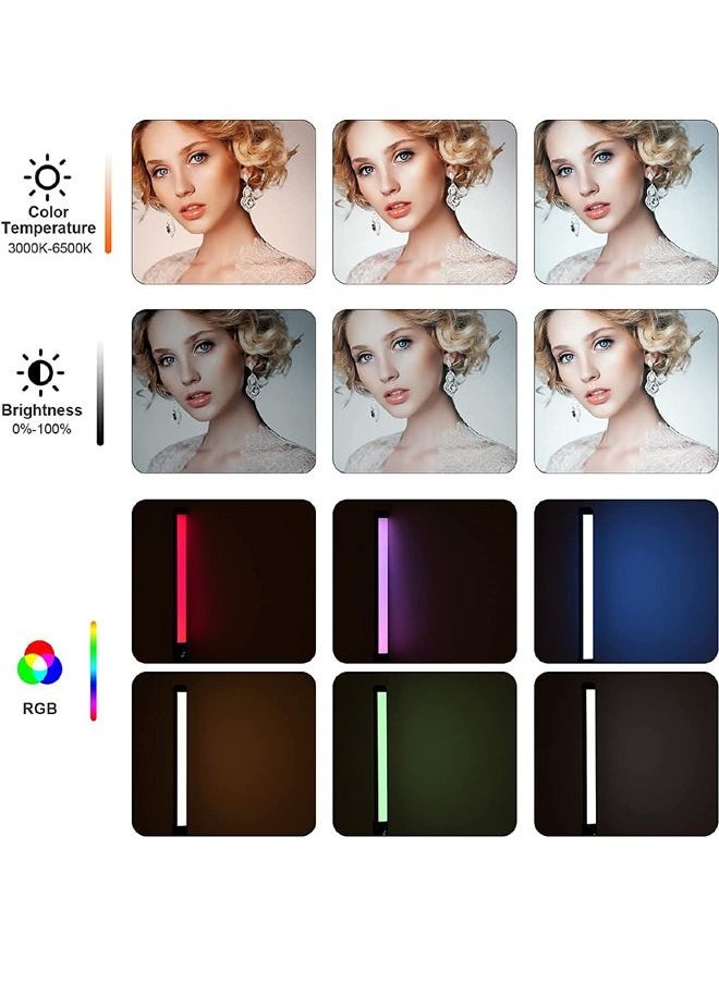 Handheld Rgb Colorful Light Wand Led Photography Light Color Temperature 3000K 6500K Dimmable Brightness