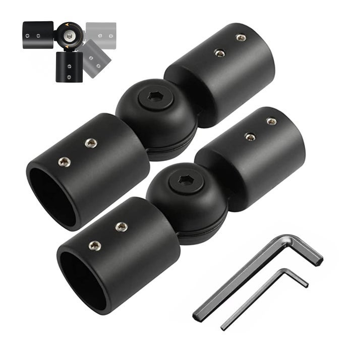 CURTAIN RODS CORNER CONNECTOR HEAVY DUTY ADJUSTABLE CORNER CURTAIN ROD CONNECTOR FOR 34 INCH BAY WINDOWS BLINDSBLACK2 PCS