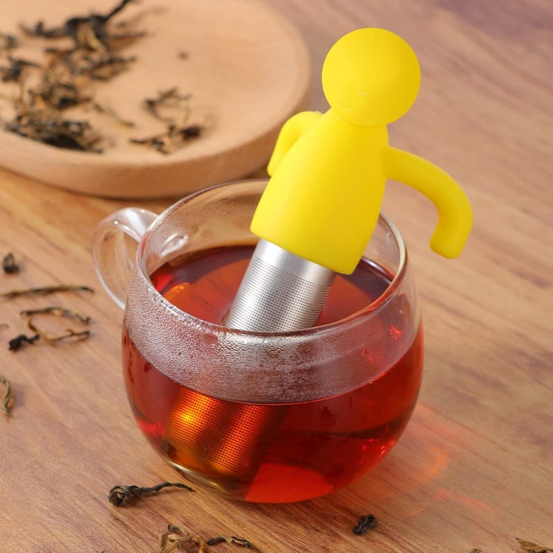 Leden Tea Infuser for Loose Tea Cute Tea Diffuser Fine Mesh Tea Steeper Stainless Steel and Silicone Tea Strainer for Cup and Mug, Yellow - Image 3