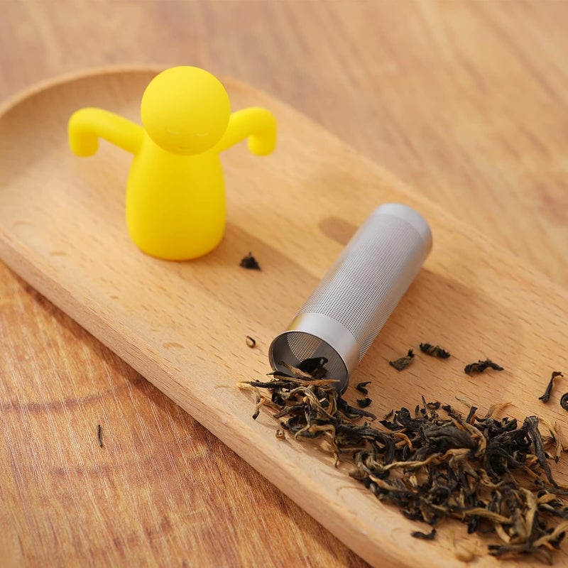 Leden Tea Infuser for Loose Tea Cute Tea Diffuser Fine Mesh Tea Steeper Stainless Steel and Silicone Tea Strainer for Cup and Mug, Yellow - Image 4