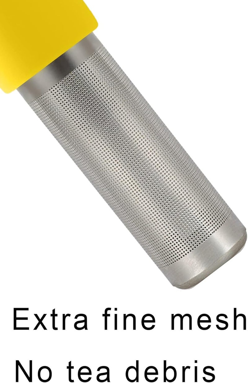 Leden Tea Infuser for Loose Tea Cute Tea Diffuser Fine Mesh Tea Steeper Stainless Steel and Silicone Tea Strainer for Cup and Mug, Yellow - Image 2