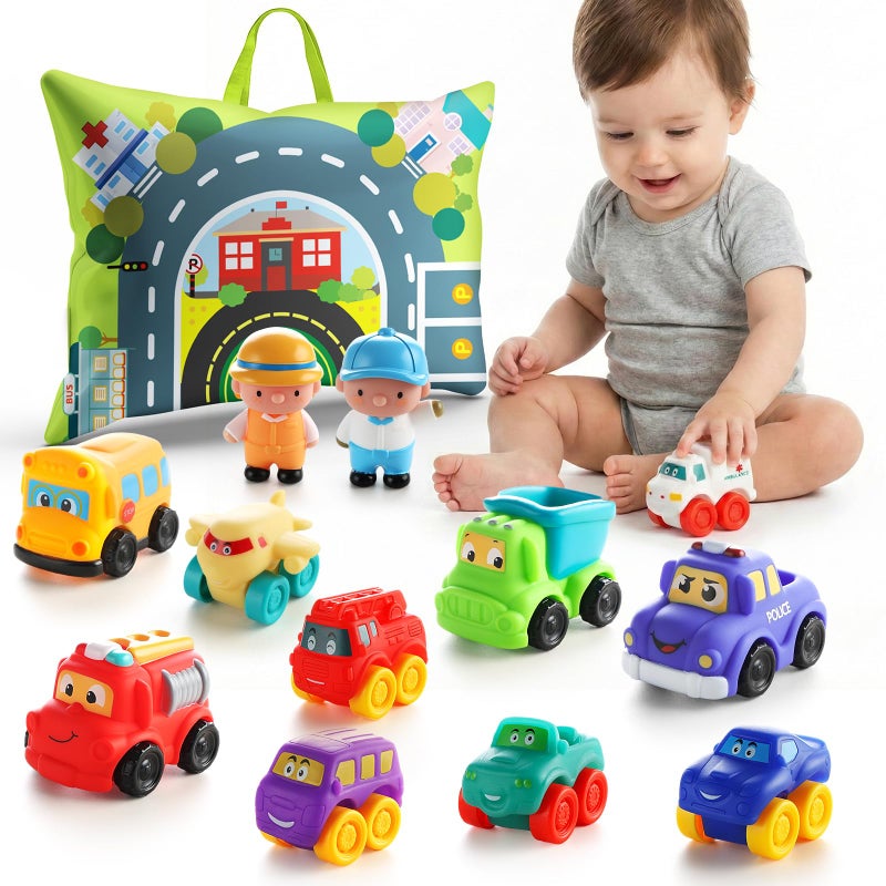 ALASOU 12 PCS Soft Rubber Car Toys for 1 Year Old Boy with PlaymatStorage BagBaby Toys 1 Year Old Boy Gifts for Toddler Toys 121st Birthday Gift for Infant 12 18 Months - Image 2
