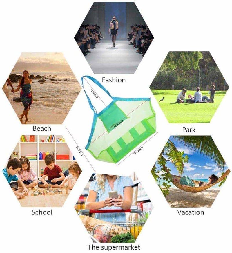 SupMLC Store Mesh Extra Large Beach Bags and Totes - Holds Toys, Towels, Sand Away - For Children's Toys, Market, Grocery, Picnic - Image 5