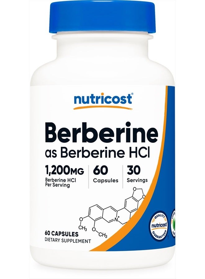 Nutricost بربارين هيدروكلوريد 600 ملغ، 60 كبسولة نباتية - خالية من الجلوتين وغير معدلة وراثيًا - Image 1