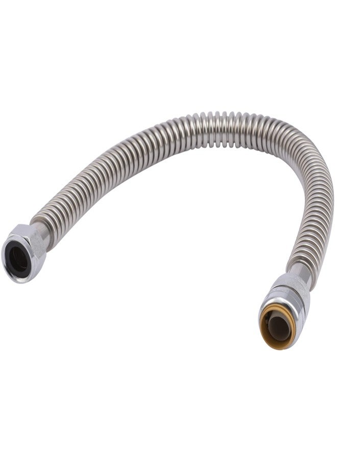 SharkBite 3/4 Inch x 3/4 Inch FIP x 24 Inch Stainless Steel Corrugated Flexible Water Heater Connector, Push To Connect Brass Plumbing Fitting, PEX Pipe, Copper, CPVC, PE-RT, HDPE, SS3088FLEX24LF - Image 1