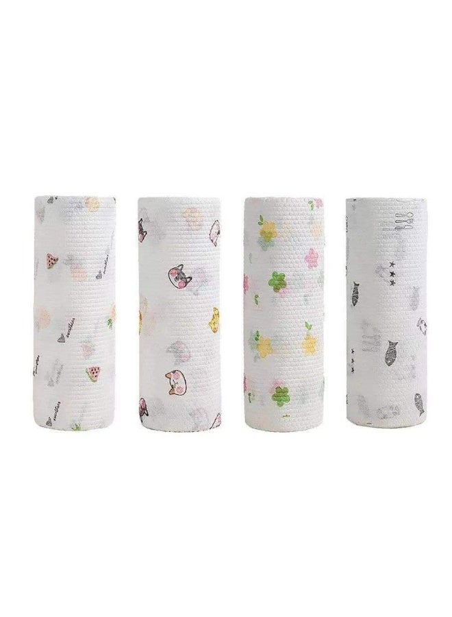 رول مناديل مطبخ قابلة للغسل (50 منديل)، فوط تنشيف فائقة الامتصاص ومتعددة الاستخدام (برسومات) - Image 3