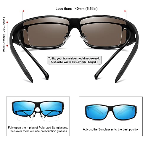 MEETSUN Fit Over Glasses Sunglasses for Men Women,Wrap Around Sunglasses Polarized UV400 Protection Black-Blue - Image 4