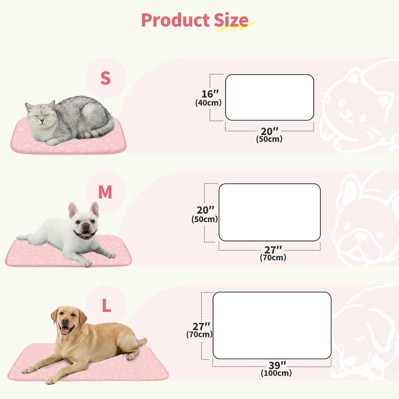NWK Pet Cooling Mat Ice Silk Cooling Mat for Dogs & Cats Portable & Washable Pet Cooling Blanket, Car Seats, Beds for Summer (Large (39'' x 27.5'' x 0.3''), Pink Cat) - Image 3