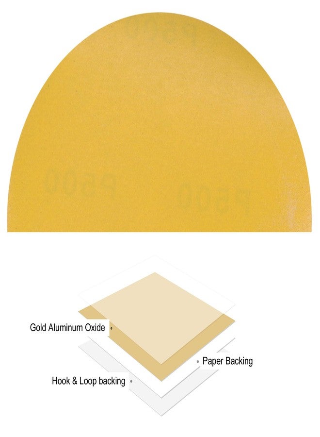 Kozelo 50pcs No Hole Sanding Discs- [ 6 Inch 500 Grit ] Round Hook and Loop Grip Sanding Pads Sheet Sandpaper for Automotive Woodworking Metal Polishing Use| Gold, Aluminum Oxide - Image 2