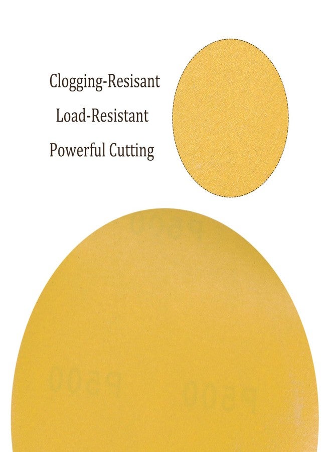 Kozelo 50pcs No Hole Sanding Discs- [ 6 Inch 500 Grit ] Round Hook and Loop Grip Sanding Pads Sheet Sandpaper for Automotive Woodworking Metal Polishing Use| Gold, Aluminum Oxide - Image 5