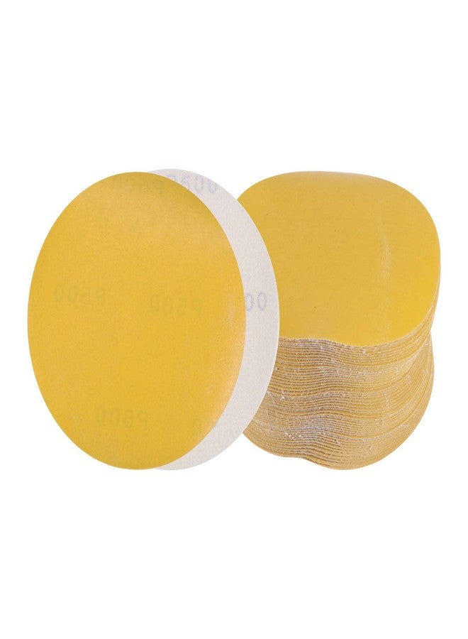 Kozelo 50pcs No Hole Sanding Discs- [ 6 Inch 500 Grit ] Round Hook and Loop Grip Sanding Pads Sheet Sandpaper for Automotive Woodworking Metal Polishing Use| Gold, Aluminum Oxide - Image 1