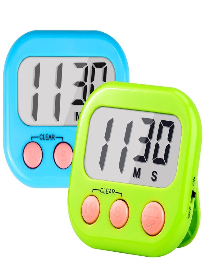 AOUCE Timer for Kids Teachers Supplies Digital Kitchen Timers for Cooking Large Magnetic Classroom Timer 2Pack-Blue Green - Image 1