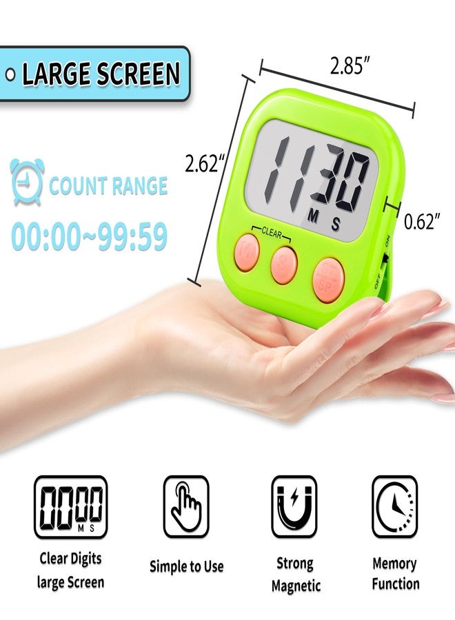 AOUCE Timer for Kids Teachers Supplies Digital Kitchen Timers for Cooking Large Magnetic Classroom Timer 2Pack-Blue Green - Image 5