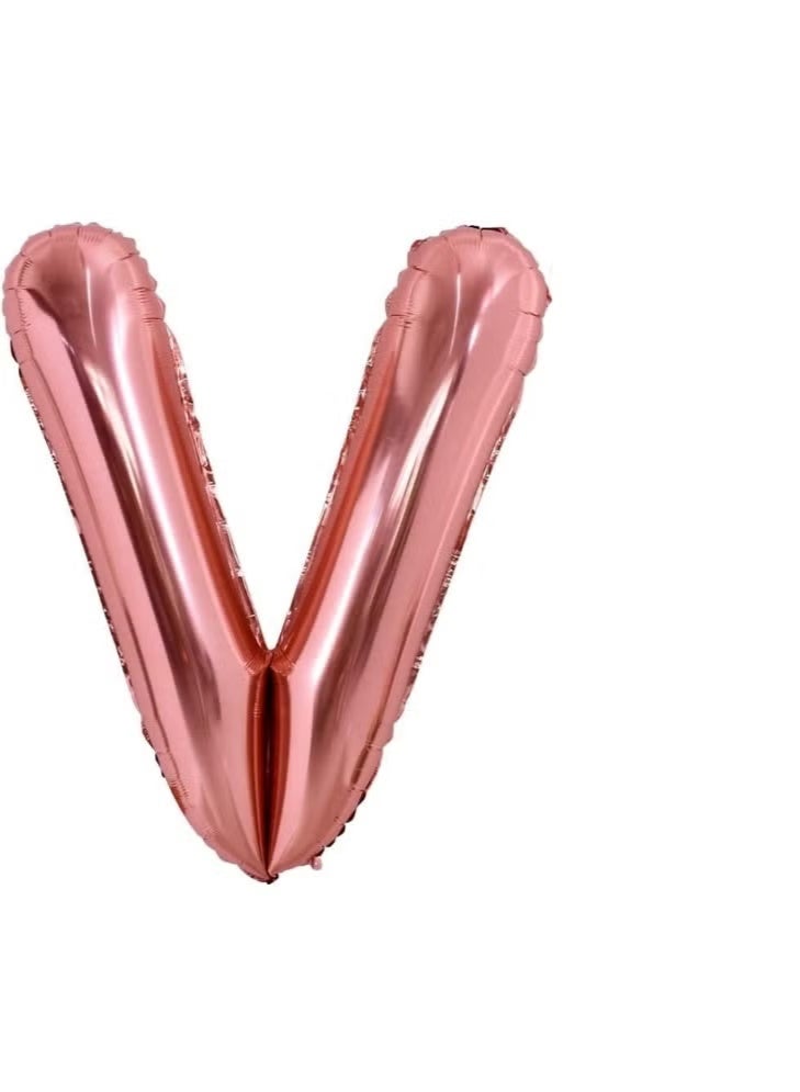 Cool Baby Generic 32 Inch Letter V Foil Balloon – Rose Gold, 1 Pc | Self-Sealing & Reusable | Helium or Air | Party & Photo Backdrop Décor