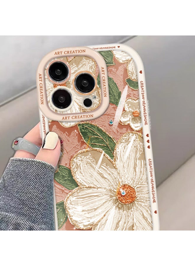 Inkaida Yingkaida Iphone 14 Pro Max Case, Full Protection Shockproof Anti-fingerprint Cover For Men And Women, Protective Case With Puff Shell And Oil Painting Camellia Design - Image 2