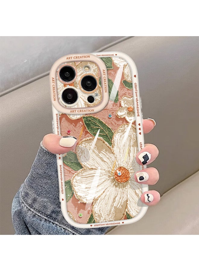 Inkaida Yingkaida Iphone 14 Pro Max Case, Full Protection Shockproof Anti-fingerprint Cover For Men And Women, Protective Case With Puff Shell And Oil Painting Camellia Design - Image 5