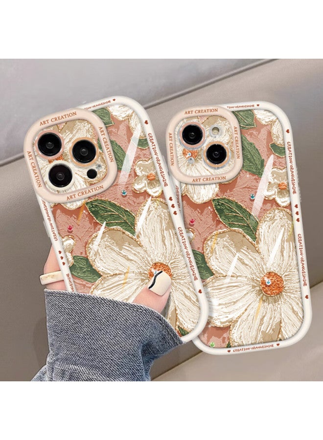 Inkaida Yingkaida Iphone 14 Pro Max Case, Full Protection Shockproof Anti-fingerprint Cover For Men And Women, Protective Case With Puff Shell And Oil Painting Camellia Design - Image 4