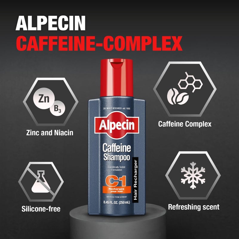 Alpecin C1 Caffeine Shampoo 8.45 fl Oz (Pack of 3) I Hair Performance Enhancer I Promotes Natural Hair Growth and Thickness I Energizes Scalp - Image 3
