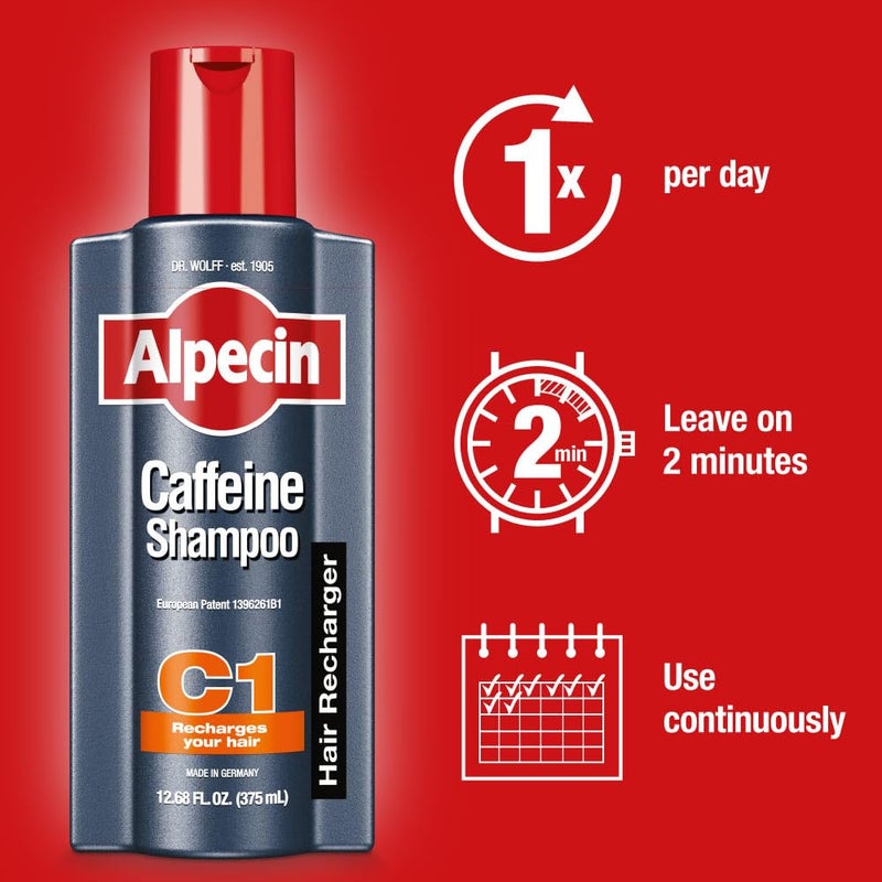 Alpecin C1 Caffeine Shampoo 8.45 fl Oz (Pack of 3) I Hair Performance Enhancer I Promotes Natural Hair Growth and Thickness I Energizes Scalp - Image 5