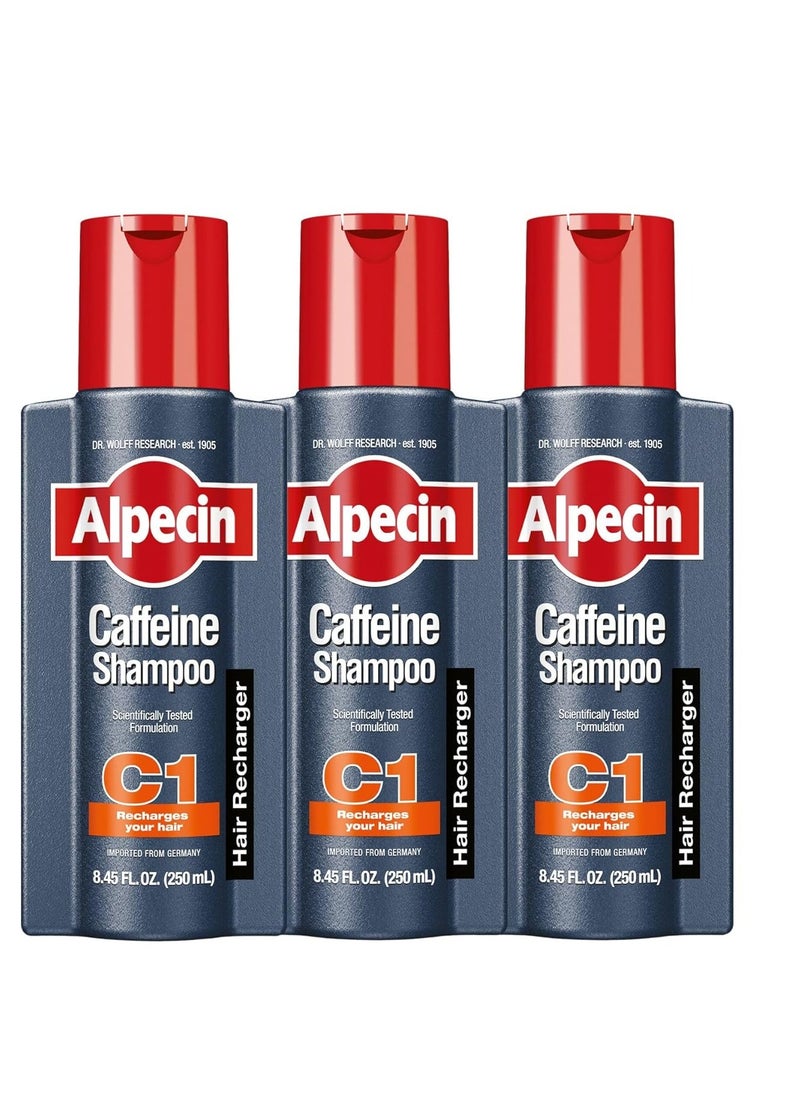 Alpecin Alpecin C1 Caffeine Shampoo, 8.45 fl oz (Pack of 3), Caffeine Shampoo Cleanses the Scalp to Promote Natural Hair Growth, Leaves Hair Feeling Thicker and Stronger  - Image 1
