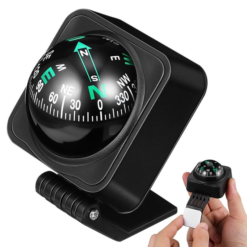 Adhesive Mount Car Dashboard Compass Ball for Outdoor Off Road Vehicles Marine Navigation - Image 2