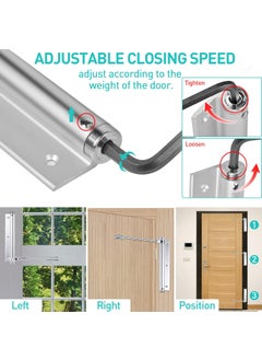soikoi Commercial Grade Door Closer Safety Spring Door Closer Easy to Install to Convert Hinged Doors to SelfClosing for MiddleWeight DoorAluminum Alloy  - Image 3