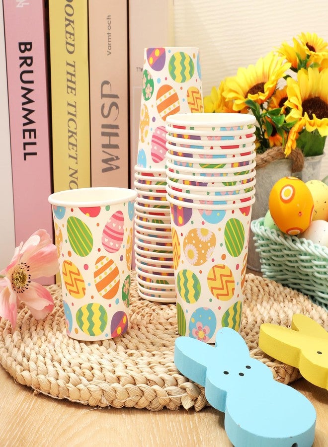 JarThenaAMCS جرثينا AMCS 30 قطعة أكواب ورقية عيد الفصح بيض ملون أكواب قابلة للتصرف أكواب حفلات الربيع اللطيفة لعصير القهوة المشروبات الساخنة والباردة لوازم حفلات المنزل، 9 أونصات - Image 3