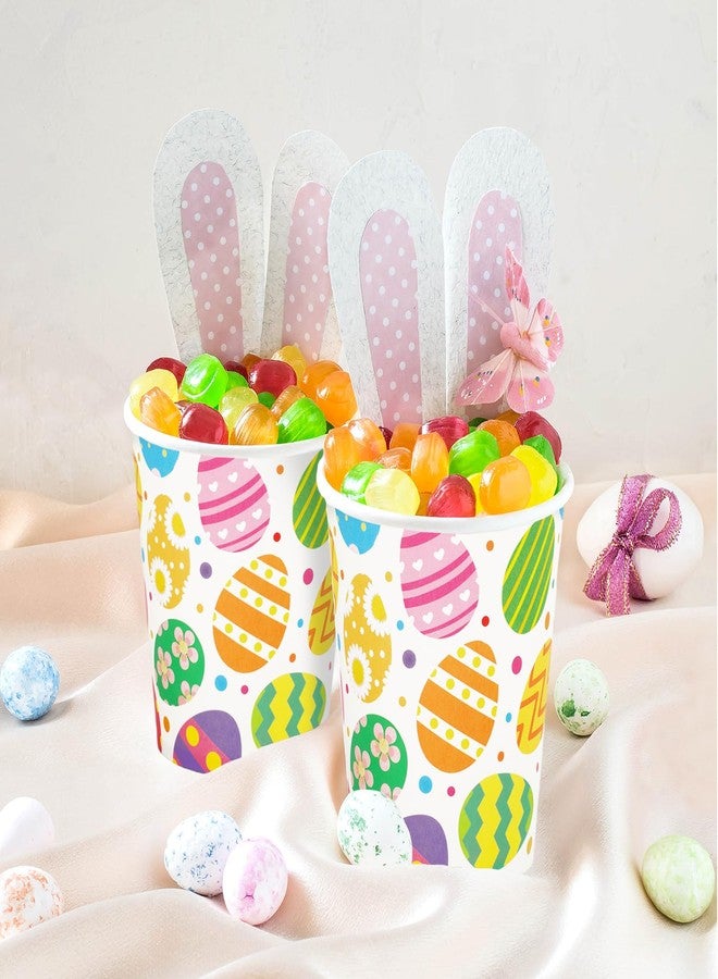 JarThenaAMCS جرثينا AMCS 30 قطعة أكواب ورقية عيد الفصح بيض ملون أكواب قابلة للتصرف أكواب حفلات الربيع اللطيفة لعصير القهوة المشروبات الساخنة والباردة لوازم حفلات المنزل، 9 أونصات - Image 5