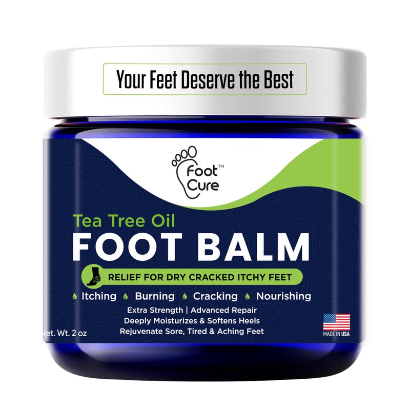 FOOT CURE Tea Tree Oil Balm â€“ Moisturizer for Dry Cracked Feet â€“ Instantly Hydrates & Soothes Irritated Skin & Athlete's Foot â€“ Best Care for Women and Men (Pack of 1) - Image 1