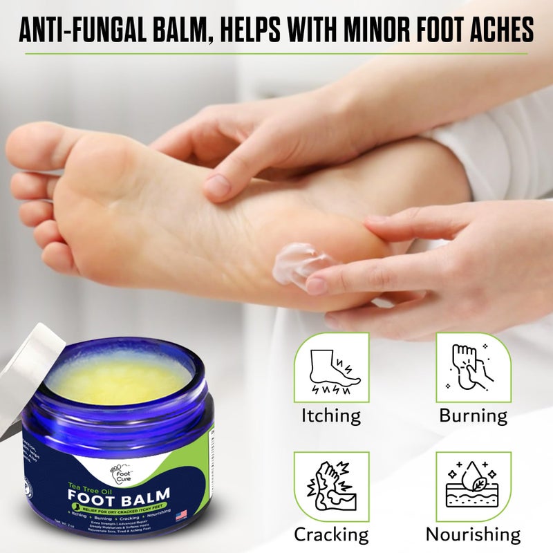 FOOT CURE Tea Tree Oil Balm â€“ Moisturizer for Dry Cracked Feet â€“ Instantly Hydrates & Soothes Irritated Skin & Athlete's Foot â€“ Best Care for Women and Men (Pack of 1) - Image 5