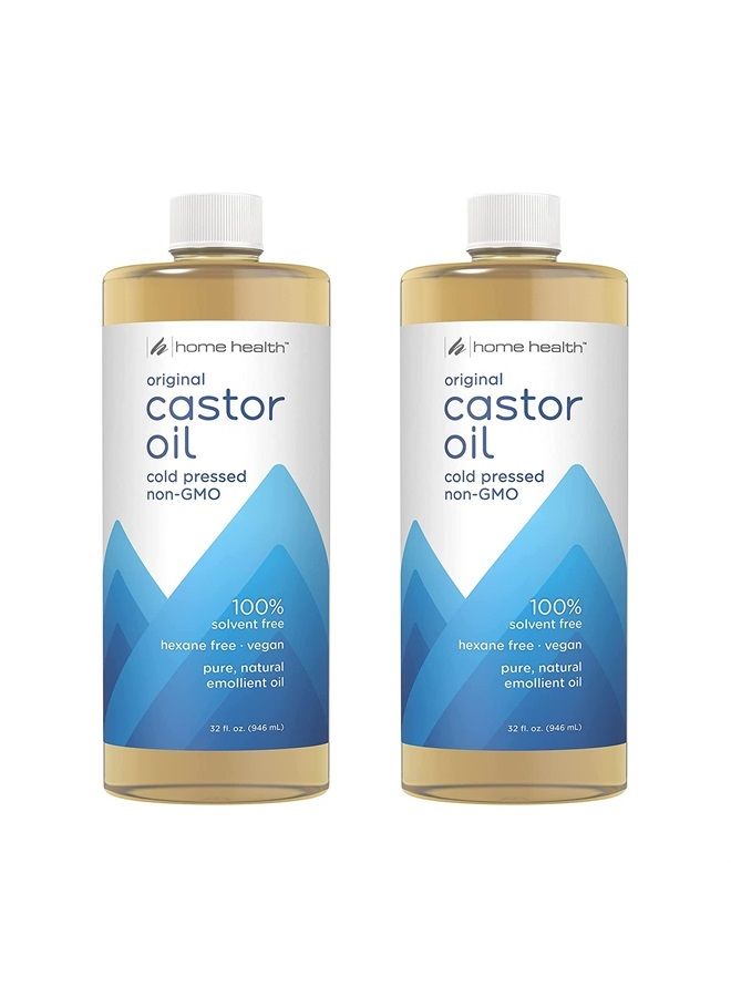 Home Health Castor Oil - 32 fl oz, Pack of 2 - Conditioning Oil for Body, Skin & Brows - Non-GMO, USDA-Certified Organic - Cold Pressed - Solvent & Hexane Free  - Image 1