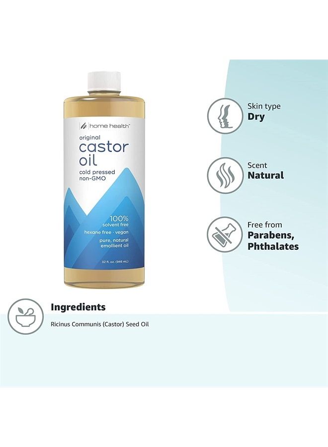 Home Health Castor Oil - 32 fl oz, Pack of 2 - Conditioning Oil for Body, Skin & Brows - Non-GMO, USDA-Certified Organic - Cold Pressed - Solvent & Hexane Free  - Image 3