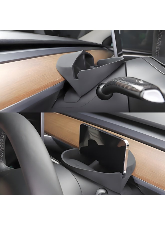 أتش بي أس حامل هاتف لعجلة القيادة لسيارات تسلا موديل Y و موديل 3 – قاعدة تخزين من السيليكون المضاد للانزلاق | إكسسوار داخلي للموديلات من 2017 إلى 2023 - Image 3