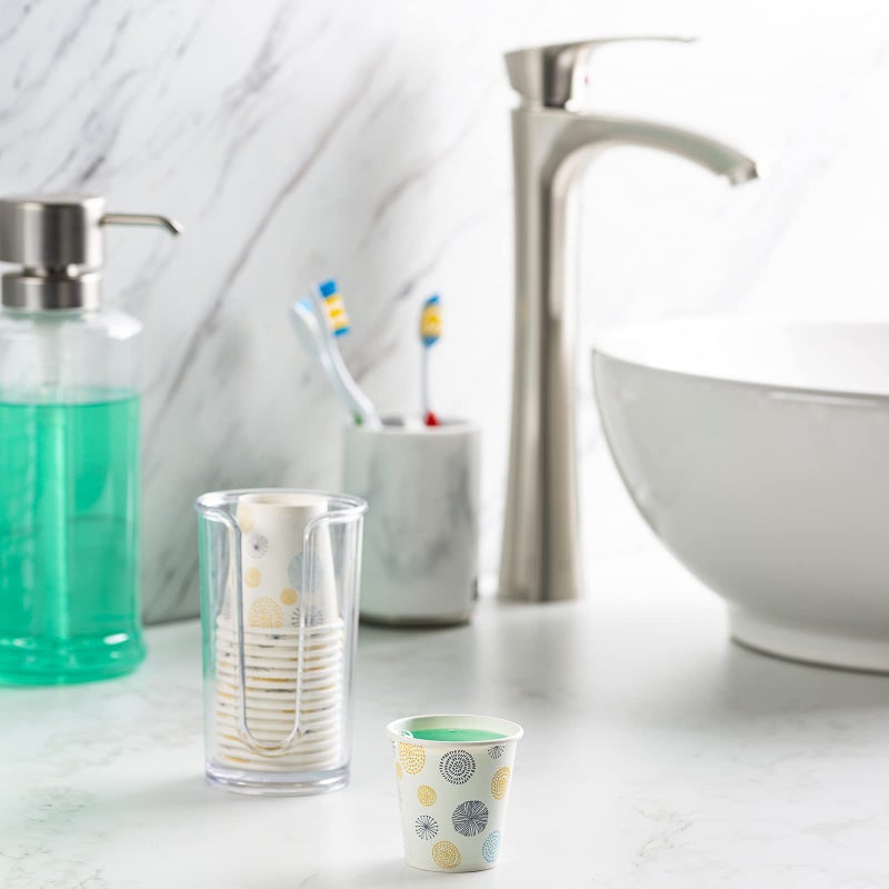 GUSTO [3 oz. - 300 Count Small Paper Cups  Disposable Mini Bathroom Mouthwash Cups - Eco-Friendly and Versatile - Floral (Formerly Comfy Package) - Image 3