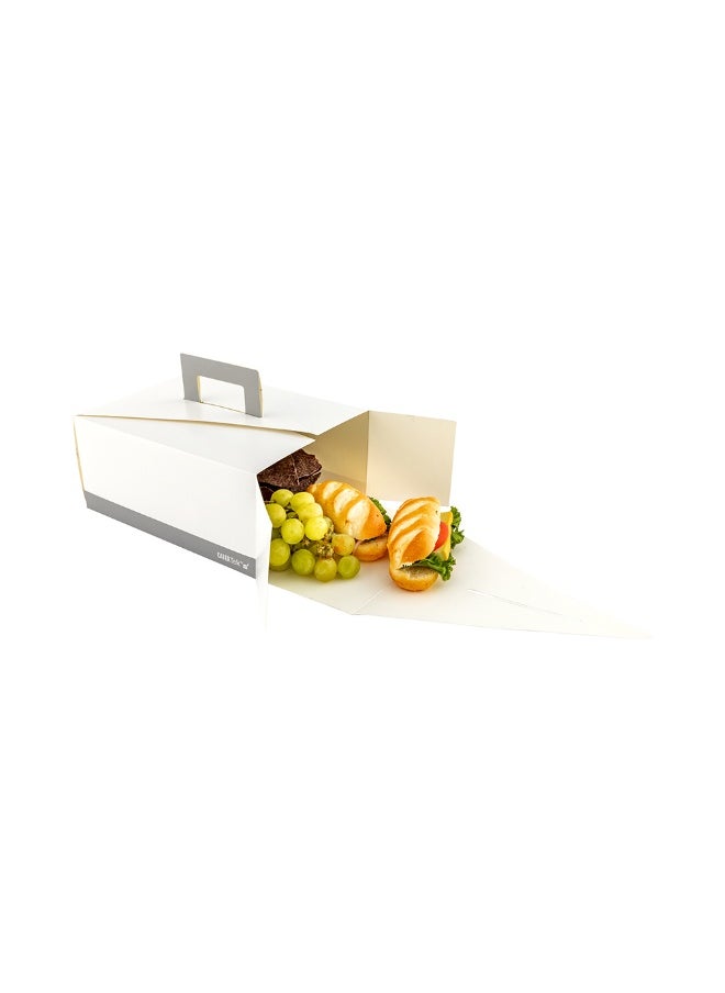 Restaurantware Cater Tek 9 x 7 x 4 Inch Disposable Lunch Boxes, 100 Deep Food Boxes - With Handle, Grease-Resistant, White and Gray Paper To Go Boxes, For Meals, Treats, Goodies, or Party Favors  - Image 2