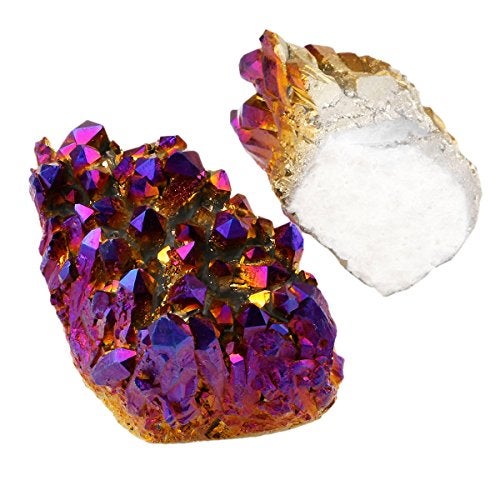 SUNYIK Purple Aura Titanium Quartz Crystal Cluster,Drusy Flame Geode Gemstone Specimen Figurine(0.4-0.5lb) - Image 3