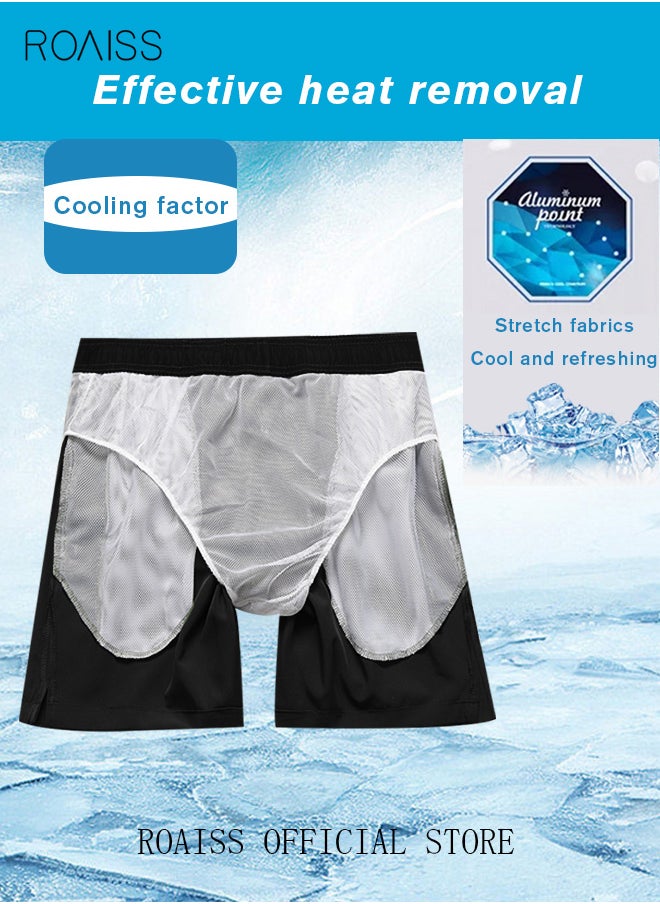 roaiss - Men's Swimming Trunks Beachwear Quick Dry Beach Pants Gym Wear Fitness Workout Short for Men Breathable Elastic Adjustable Sports Running Boxer Swim Shorts Swimsuit with Pockets Summer Black - Image 1