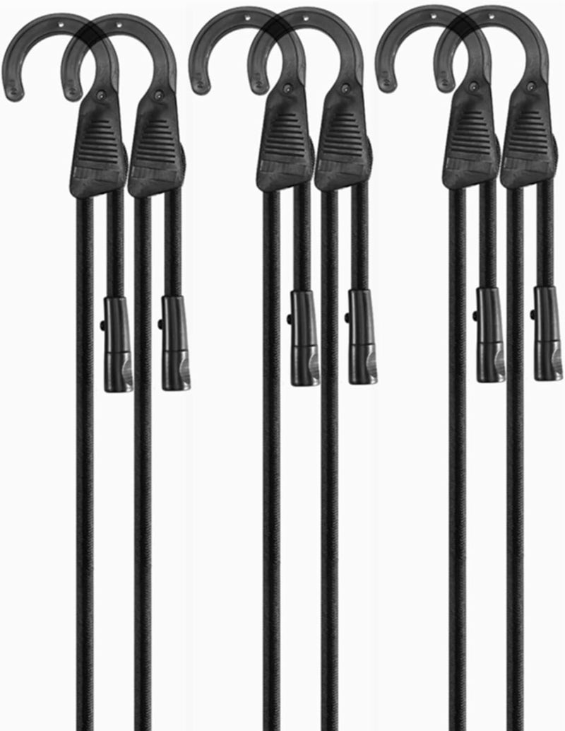 LuckyStraps 48" Adjustable Bungee Cords with Hooks, Flexibly Adjust from 6.5" to 48", Black Bungee Straps with Superior Elasticity & UV Resistance, Perfect for Cargo, Camping, Tents, Bike, Luggage, etc (6 Pcs) All-scene tailored quality - Image 1