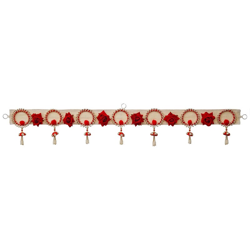 Generic KamlaArt Premium Handmade Jute and Rose Flower Wall HangingBandarwal Handmade Door Hanging Toran for Diwali DecorBandarwalWall Hanging 41 Inches  - Image 5