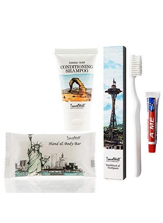 Travelwell Landscape Series Travel Size Mini Soap Bars 1.0Oz/28G Shampoo & Conditioner 2 In 1 Tooth Cleaners20 Each Individually Wrapped ; Travel Size Toiletries ; Hotel Toiletries Bulk Set  - Image 1