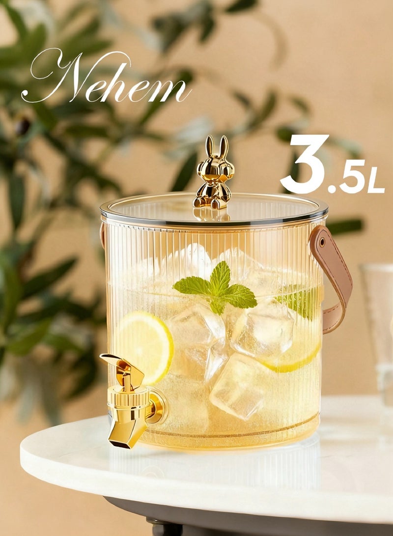 nehem juice jar Golden 3.5L Juice Dispenser with Tap & Stand  Beverage Dispenser - Premium Water Jug for Juice, Drinks, Iced Tea-Juice jar (Home & Events) - Image 1