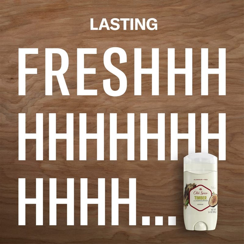 Old Spice Men's Deodorant Aluminum-Free Timber with Sandalwood, 3.0oz Pack of 3 with Travel-Size Swagger Body Wash - Image 2